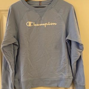 light blue champion crew neck